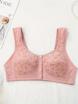 Elegant Front Buckle Floral Bra for Women – 7-Piece Set,  Pressurized Support, Adjustable,  Breathable, Ideal for Breastfeeding