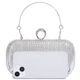 @Luxury Evening Clutch Bag Wedding Rhinestone Tassel Handbag Silver Purse Party Shoulder Bag for Women Fashion Black Bag