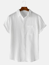 Men's  Comfortable Shirt Summer Beach Men's Shirt   Men's Short Sleeve Shirts  Solid Color Casual Short Sleeve Shirt