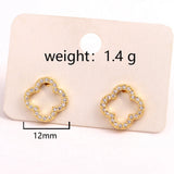 New Fashion Leaf Hollow Zircon Stud Earrings for Women Elegant Niche Triple Flower Earrings Party Jewelry Gift