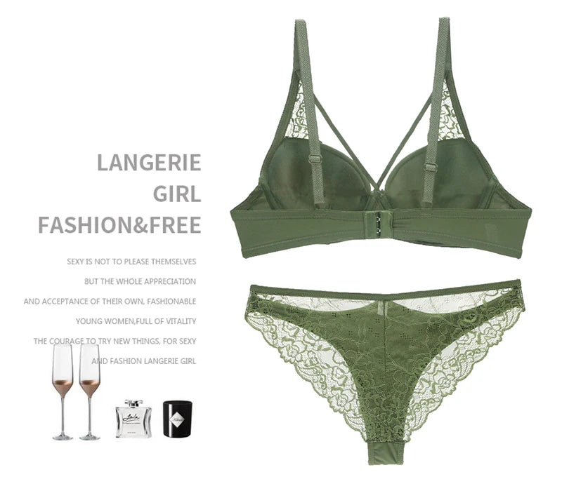 2021 New Sexy Women BCD Cup Bra Sets Lace Thong Hollow Out Underwear Panties Intimante Brief Female Girls Lingerie