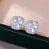Huitan Bright White/Yellow/Pink CZ Stud Earrings for Women Fashion Contracted Jewelry High Quality Wedding Engagement Earrings