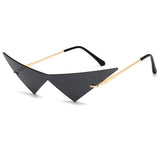 OEC CPO Oversized Cat Eye Rimless Sunglasses Women Fashion One Piece Lens Sun Glasses Female Trend Triangle Eyewear Men UV400