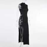 Elegant Black Sleeveless Bandage Sexy Dress for Women Club Party Backless Tank Dresses Skinny Fashion Summer