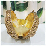 Gold Diamond Flower Evening Clutch Purse Oval Shape Rhinestone Crystal Wedding Bridal Clutches Luxury Phone Handbags