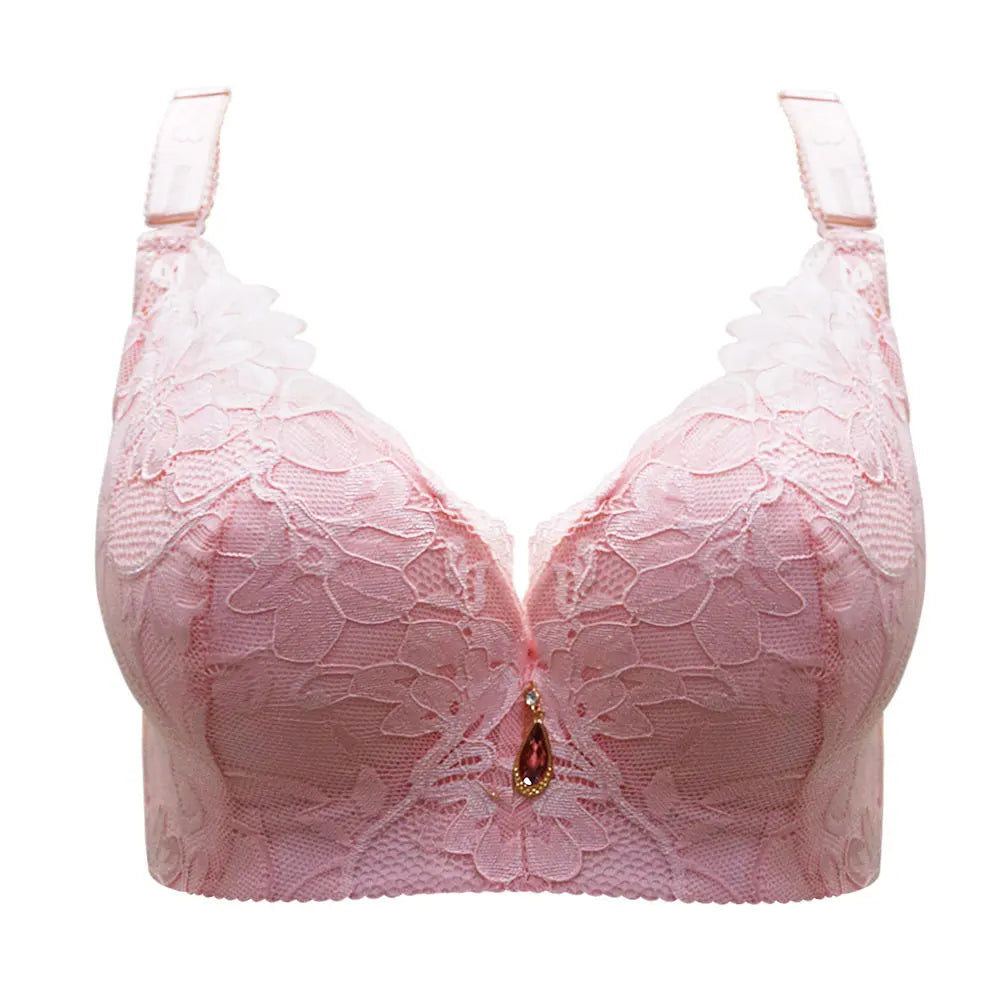 FallSweet Push Up Lace Bras for Women Sexy Plus Size Brassiere Comfort Underwear Female Wide Straps on the Back Sutian Feminino