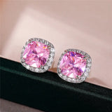 Huitan Bright White/Yellow/Pink CZ Stud Earrings for Women Fashion Contracted Jewelry High Quality Wedding Engagement Earrings