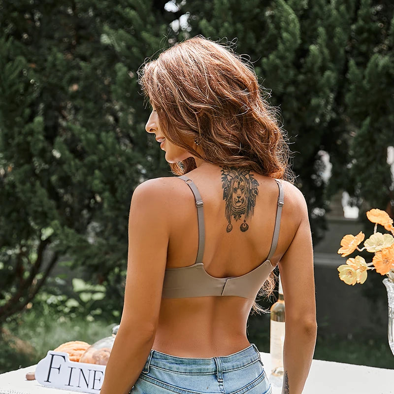 FINETOO Soft Wireless Bra Women Deep V Bras Sexy Bralette Padded Bra S-XL Female Seamless Underwear Comfortable Ladies Lingerie