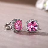 Huitan Bright White/Yellow/Pink CZ Stud Earrings for Women Fashion Contracted Jewelry High Quality Wedding Engagement Earrings