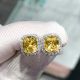 Huitan Bright White/Yellow/Pink CZ Stud Earrings for Women Fashion Contracted Jewelry High Quality Wedding Engagement Earrings