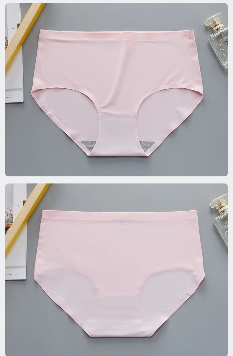 TrowBridge 10PCS/Set Women's Panties Solid Seamless Underwear Plus Size Comfortable Briefs Silk Satin Lingerie Health Underpants