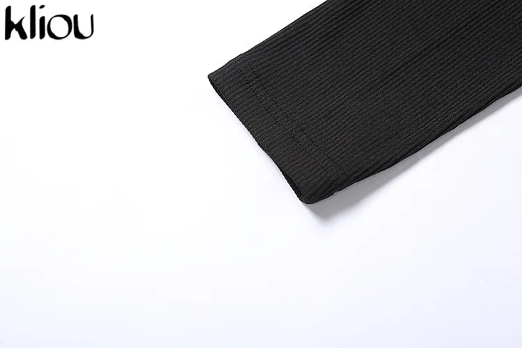 Kliou Solid Knitted Bodysuit Women Fashion Turtleneck One Shoulder Long Sleeve Street Style Overalls Skinny Female Streetwear