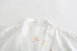 Silk Satin Wedding Bride Bridesmaid Robe Floral Bathrobe Short Kimono Robe Night Robe Bath Robe Fashion Dressing Gown For Women
