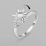 Anti Stress Anxiety Fidget Rings for Women Satinless Steel Spinner Sunflower Sun Star Ring Trendy Jewelry Gift Dropshipping