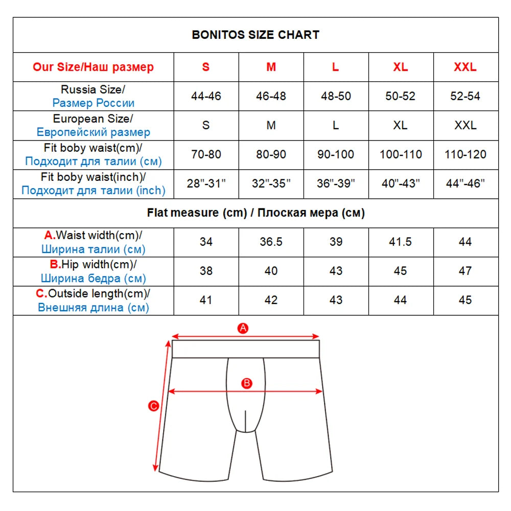 BONITOS Men Boxer Long Leg Boxer Men Underwear Men Underpants Erkek Natural Cotton Sexy Boxer Shorts Top Brand Underwear Soft
