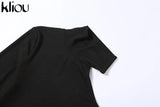 Kliou Solid Knitted Bodysuit Women Fashion Turtleneck One Shoulder Long Sleeve Street Style Overalls Skinny Female Streetwear