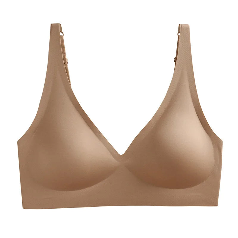 Push-Up Seamless Bras For Women Non-wire Brassiere V-neck Bralette Removable Pads Sports No Trace Underwear Sexy Lingerie S-3XL