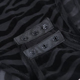 Black Mesh Transparent Sexy Bodysuit Long Sleeve Slim Skinny Stripe Mock Neck Casual Rompers Women Lady Party Club Body