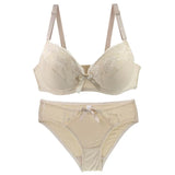 2021 New Women Push Up Bra Sets Intimates Lace Thongs Underwear Solid Bow 70-105 BCDE Cup Female Plus Size Lingerie