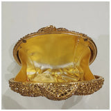 Gold Diamond Flower Evening Clutch Purse Oval Shape Rhinestone Crystal Wedding Bridal Clutches Luxury Phone Handbags