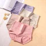 4Pcs/Set High Waist Cotton Panties Women Body Slimming Underwear Solid Briefs Plus Size Underpants Female Breathable Lingerie