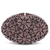 Gold Diamond Flower Evening Clutch Purse Oval Shape Rhinestone Crystal Wedding Bridal Clutches Luxury Phone Handbags