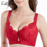 FallSweet Push Up Lace Bras for Women Sexy Plus Size Brassiere Comfort Underwear Female Wide Straps on the Back Sutian Feminino