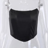 Sleeveless Off Shoulder Fashion Sexy Corset Crop Tops Vest Female Underwear Backless Bustier Top Solid
