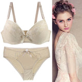 2021 New Women Push Up Bra Sets Intimates Lace Thongs Underwear Solid Bow 70-105 BCDE Cup Female Plus Size Lingerie
