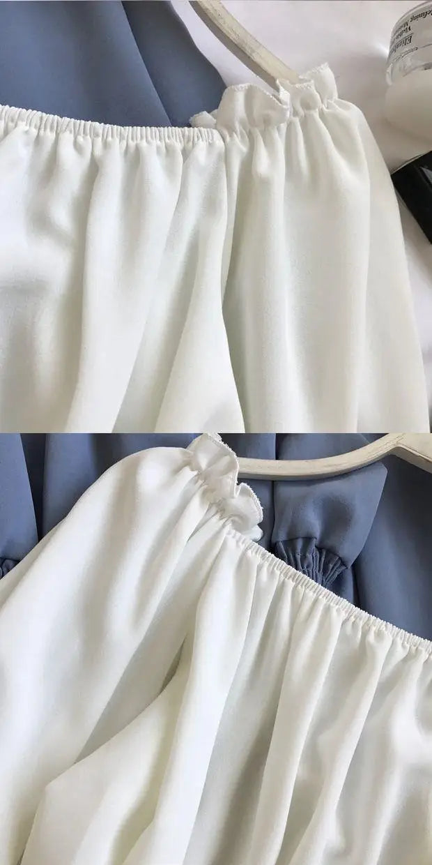 Youth Elegant Blouse Women Chiffon Fashion Blouse Off Shoulder White Shirt Ruffle Puff Sleeve Top Office wear 2022