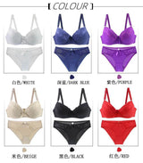 2021 New Women Push Up Bra Sets Intimates Lace Thongs Underwear Solid Bow 70-105 BCDE Cup Female Plus Size Lingerie