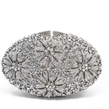 Gold Diamond Flower Evening Clutch Purse Oval Shape Rhinestone Crystal Wedding Bridal Clutches Luxury Phone Handbags