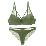2021 New Sexy Women BCD Cup Bra Sets Lace Thong Hollow Out Underwear Panties Intimante Brief Female Girls Lingerie