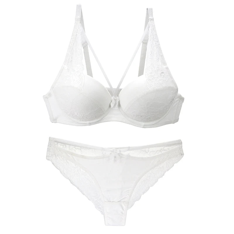2021 New Sexy Women BCD Cup Bra Sets Lace Thong Hollow Out Underwear Panties Intimante Brief Female Girls Lingerie