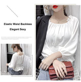 Youth Elegant Blouse Women Chiffon Fashion Blouse Off Shoulder White Shirt Ruffle Puff Sleeve Top Office wear 2022