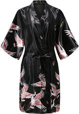 Silk Satin Wedding Bride Bridesmaid Robe Floral Bathrobe Short Kimono Robe Night Robe Bath Robe Fashion Dressing Gown For Women