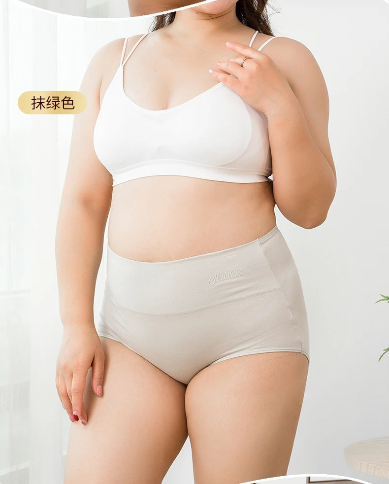 4Pcs/Set High Waist Cotton Panties Women Body Slimming Underwear Solid Briefs Plus Size Underpants Female Breathable Lingerie