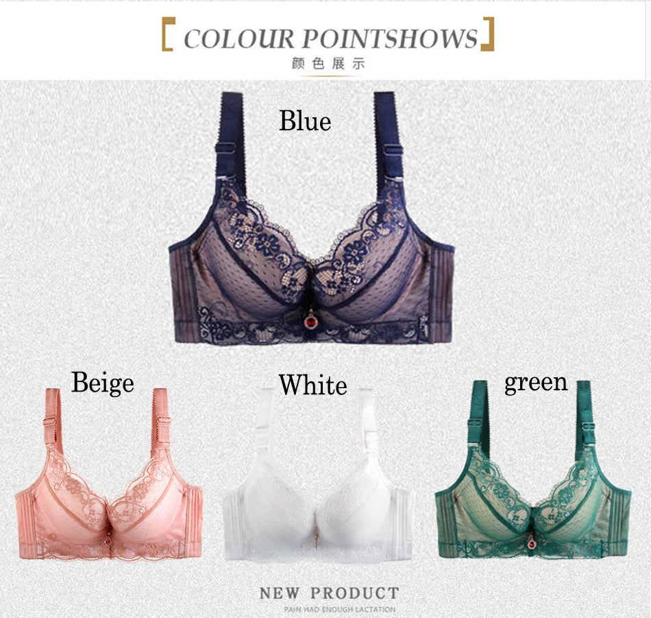 FallSweet Push Up Padded Bras for Women Lace Plus Size Bra Add Two Cup Underwire Brassiere A B C Cup Sexy Female Lingerie