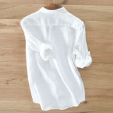 New Designer Italy Style 100% Linen Long-sleeved Shirt Men Brand Casual 5 Colors Solid White Shirts For Men Top Camisa Chemise