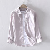 New Designer Italy Style 100% Linen Long-sleeved Shirt Men Brand Casual 5 Colors Solid White Shirts For Men Top Camisa Chemise
