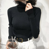 Turtleneck Sweater Womens 2026 Autumn Winter Tops Korean Slim Women Pullover Jumper Knitted Sweater Pull Femme Hiver Truien