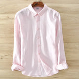 New Designer Italy Style 100% Linen Long-sleeved Shirt Men Brand Casual 5 Colors Solid White Shirts For Men Top Camisa Chemise
