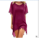 Women Beach Cover Up Lace Hollow Crochet Swimsuit Beach Dress Women 2025 Summer Cover-Ups Bathing Suit Ladies Beach Wear Tunic