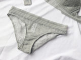 New Women 4 Colour Underwear French Wire-Free Ultra-thin Bralette Sexy Lace Triangle Cup Push Up Bra Set Cotton Bra and Panties