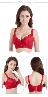FallSweet Push Up Lace Bras for Women Sexy Plus Size Brassiere Comfort Underwear Female Wide Straps on the Back Sutian Feminino