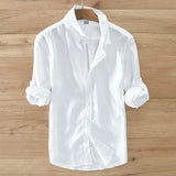 New Designer Italy Style 100% Linen Long-sleeved Shirt Men Brand Casual 5 Colors Solid White Shirts For Men Top Camisa Chemise
