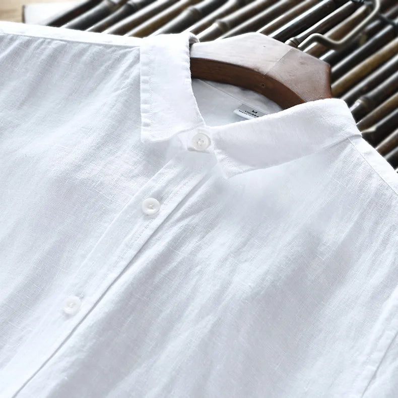 New Designer Italy Style 100% Linen Long-sleeved Shirt Men Brand Casual 5 Colors Solid White Shirts For Men Top Camisa Chemise