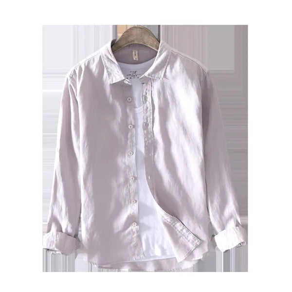 New Designer Italy Style 100% Linen Long-sleeved Shirt Men Brand Casual 5 Colors Solid White Shirts For Men Top Camisa Chemise