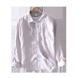 New Designer Italy Style 100% Linen Long-sleeved Shirt Men Brand Casual 5 Colors Solid White Shirts For Men Top Camisa Chemise
