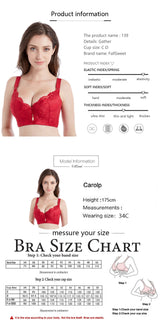 FallSweet Push Up Lace Bras for Women Sexy Plus Size Brassiere Comfort Underwear Female Wide Straps on the Back Sutian Feminino